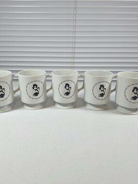 PLAYBOY KEY CLUB LEROY NEIMAN FEMLIN CHINA COFFEE TEA CUP MUGS (5) VINTAGE 1960